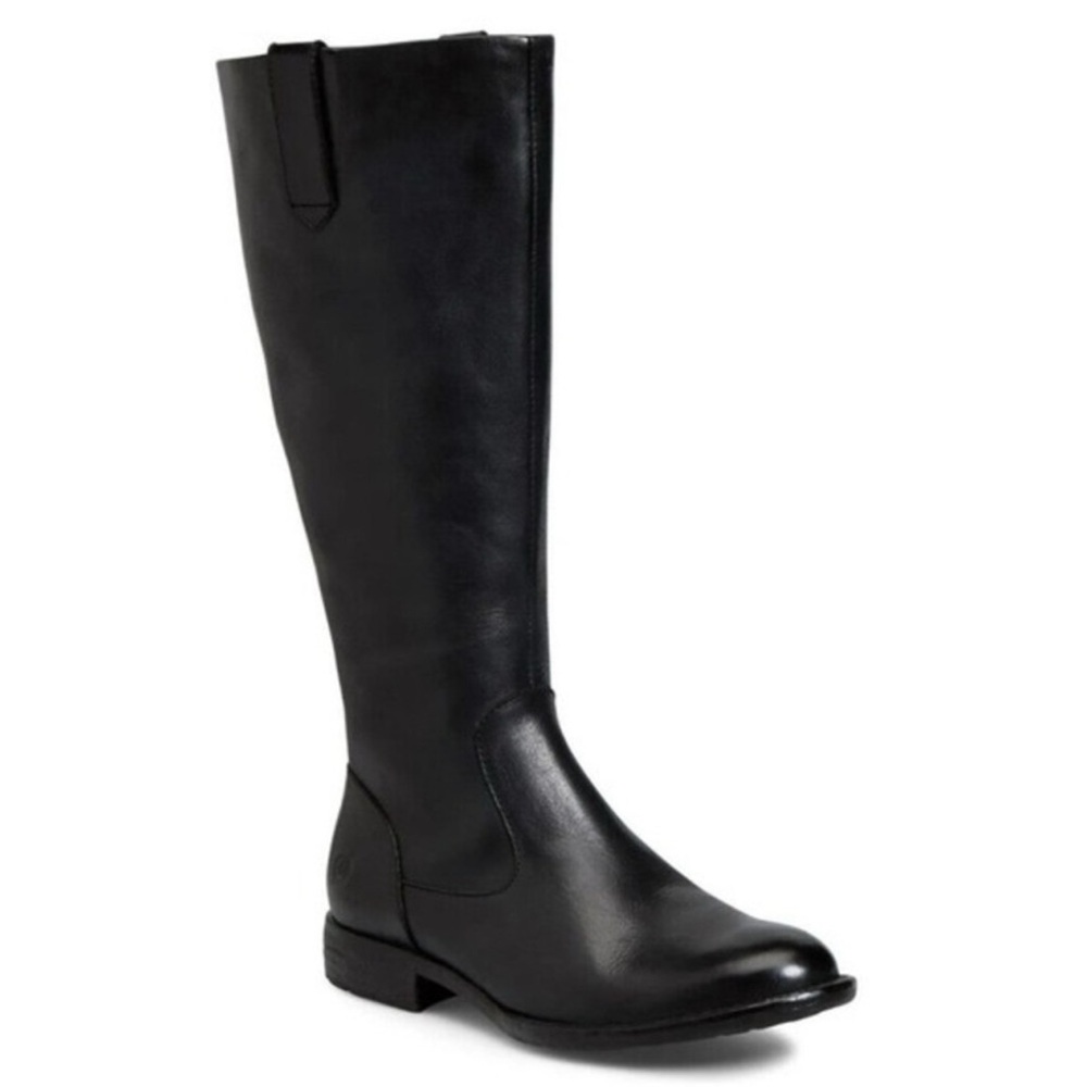 BORN Shaunie Black Leather Knee High Boots Wide Calf Sz 8